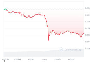 Crypto downturn sees BTC touch $58k;Bitcoin Dogs fluctuates